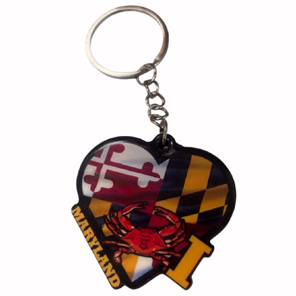 I Love Maryland 3-D Diecut Ring Keychain - NEW Fast Ship